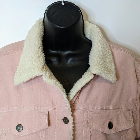 Harper Heritage Soft Pink and Cream Fleece Lined Bomber Jacket Size M - Picture 2 of 7